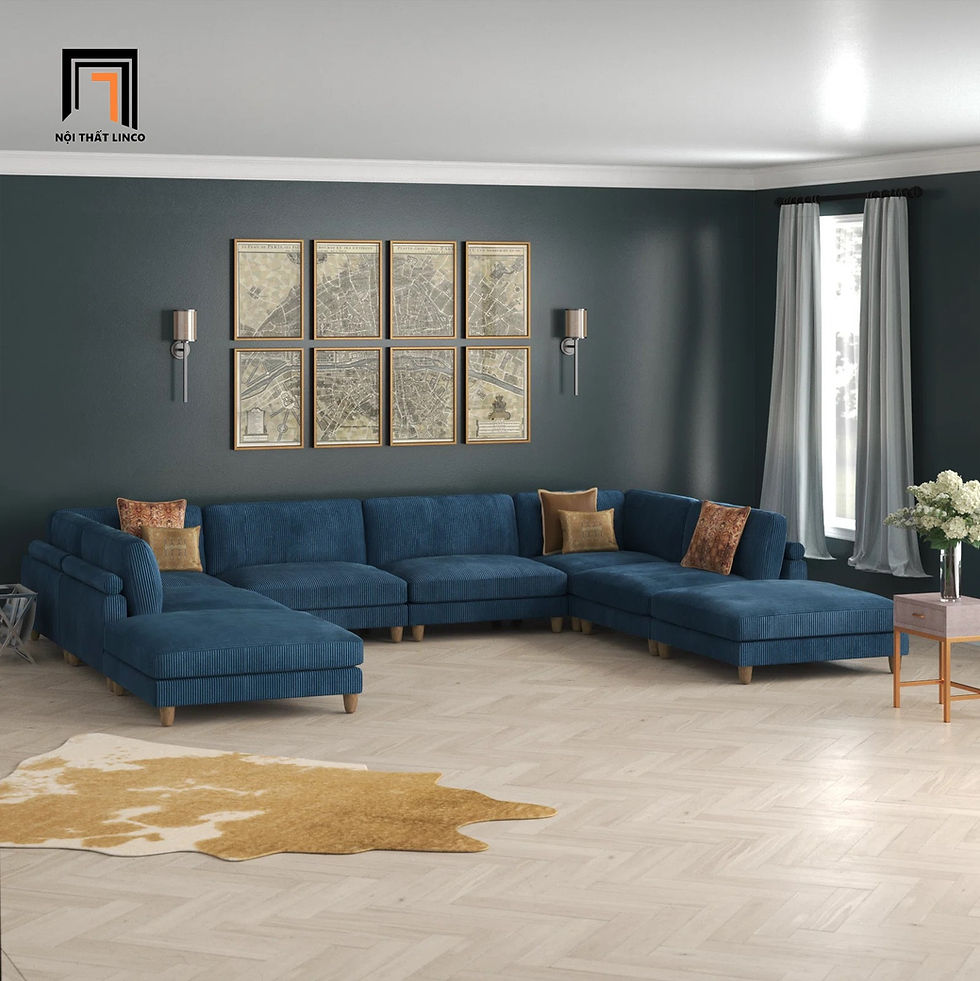 Hình thu nhỏ: Bộ ghế sofa U bọc nỉ UT31 Duroy 3m4 cho phòng khách đẹp