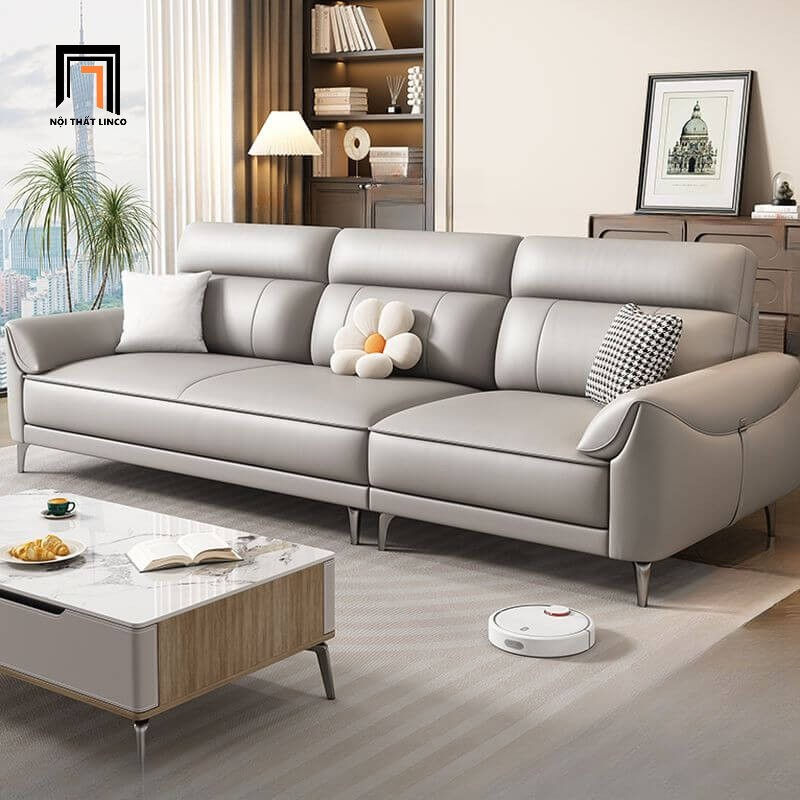 Hình thu nhỏ: sofa da xám trắng