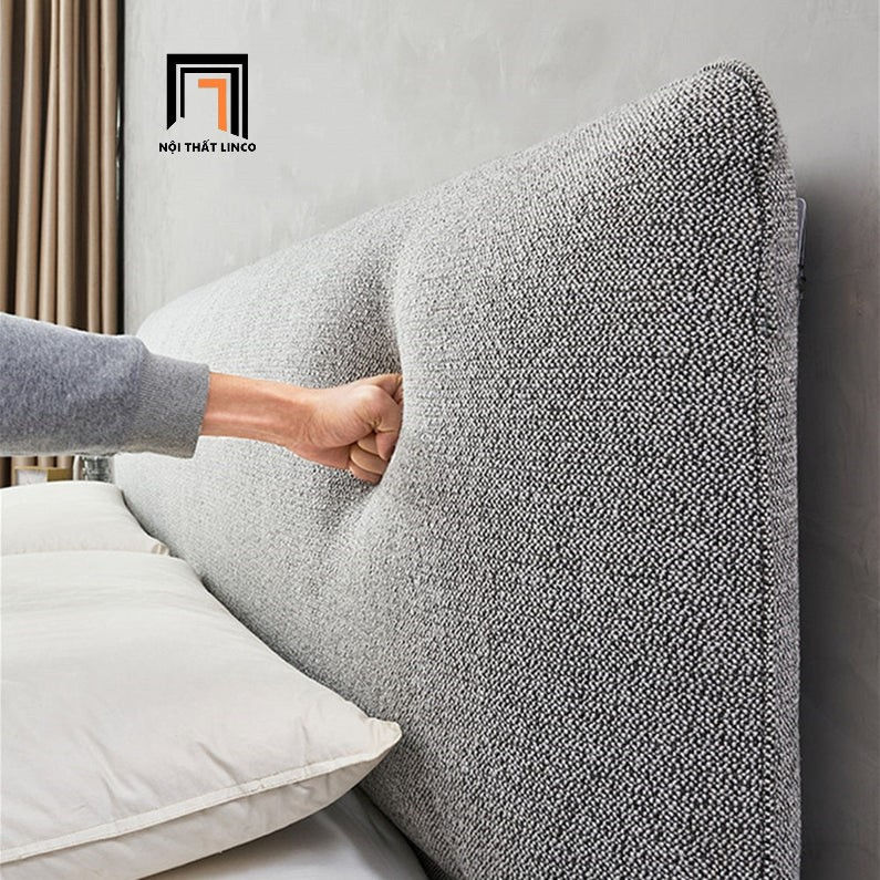 Hình thu nhỏ: Giường ngủ vải nỉ màu xám GN61 Amaya 1m6x2m hiện đại