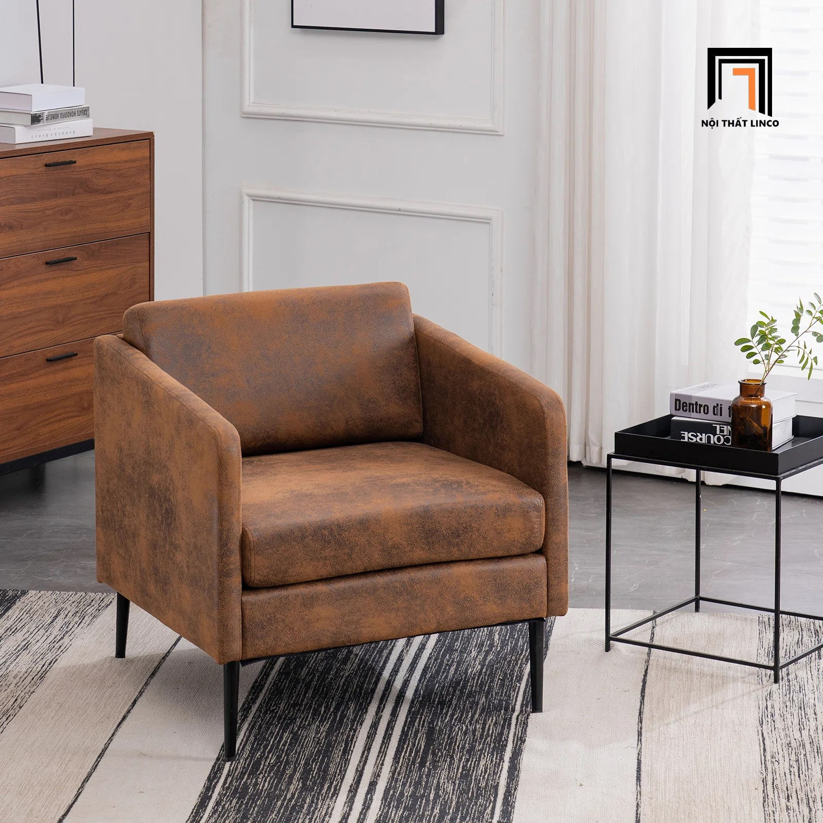 Ghế sofa đơn da giả DT87 Raionna cho văn phòng làm việc