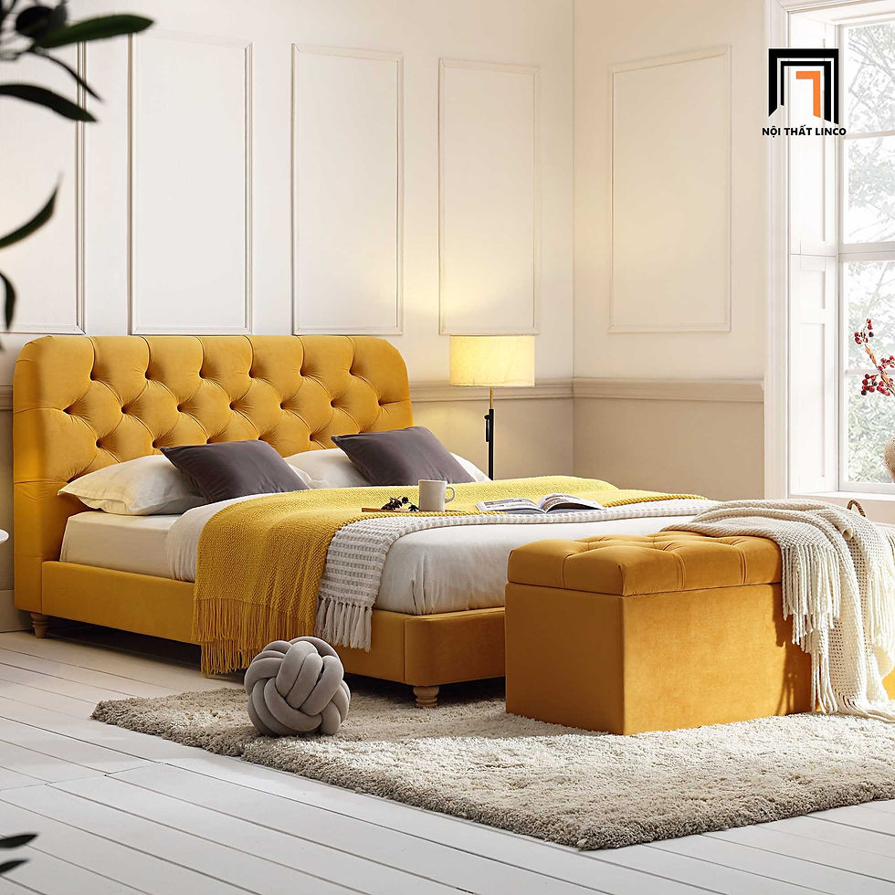 Hình thu nhỏ: Giường ngủ bọc vải nỉ nhung GN67 Leaminton màu xanh lá