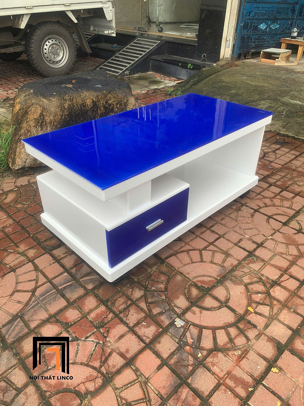 Hình thu nhỏ: Bàn trà mặt kính xanh dương BTPK14 Talawa 1m x 50 giá rẻ