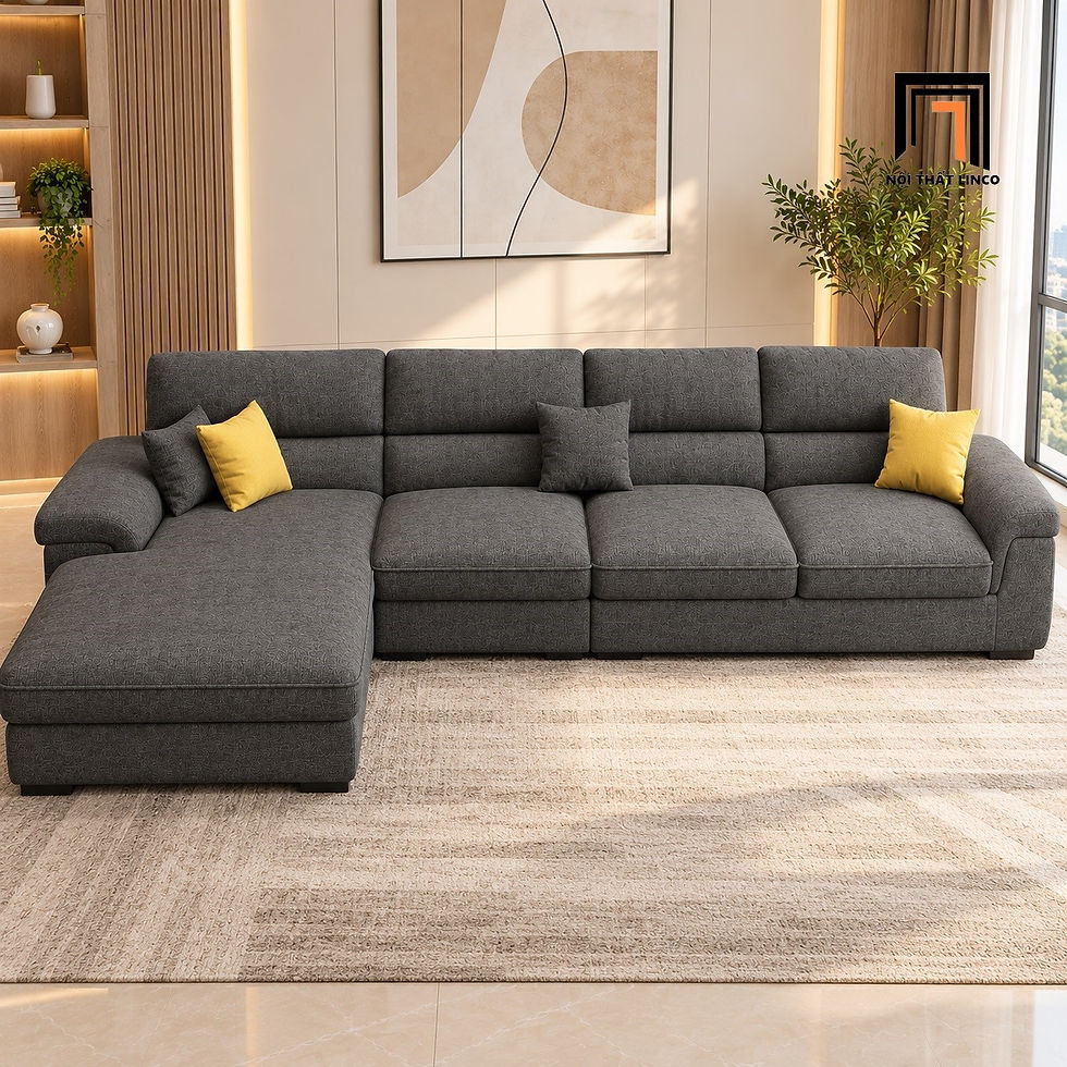 sofa chữ l xám đen