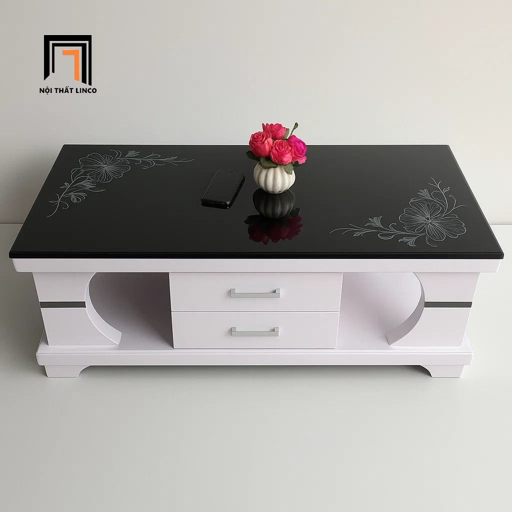 Bàn trà hình hộp chữ nhật BTPK60 Orino dài 1m có hộc kéo