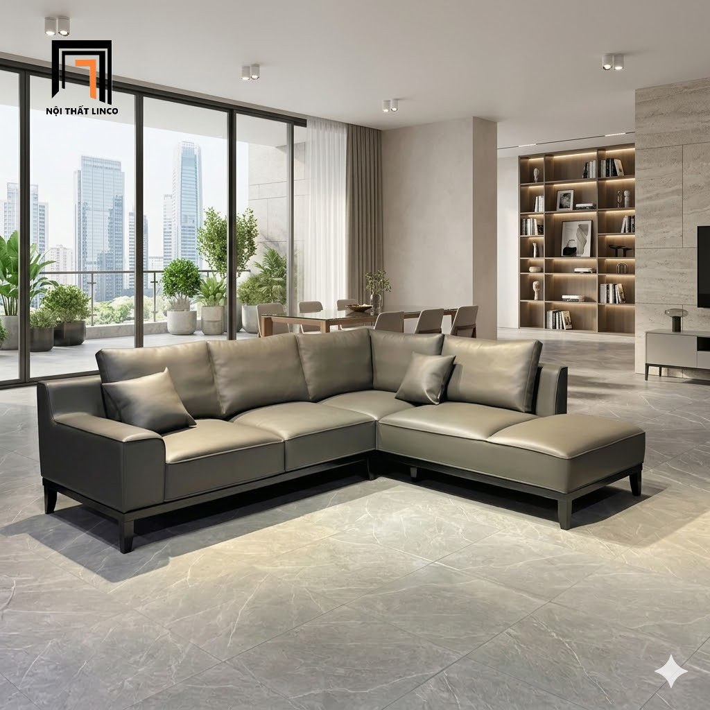 sofa góc da công nghiệp