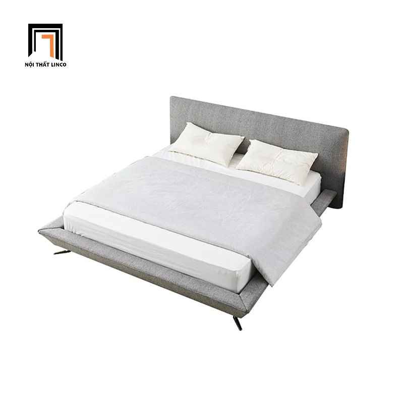 Hình thu nhỏ: Giường ngủ vải nỉ xám lông chuột GN61 Amaya hiện đại
