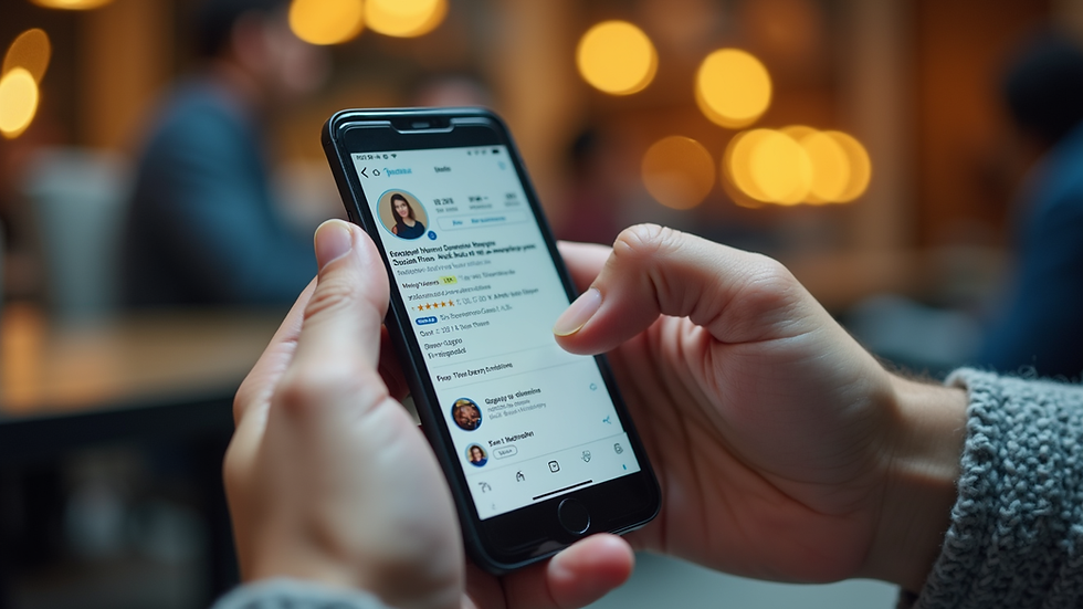 Eye-level view of a smartphone displaying a social media event page