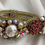 Thumbnail: Vintage MIRIAM HASKELL Cranberry red Fabulous Floral Statement Clamper Bracelet