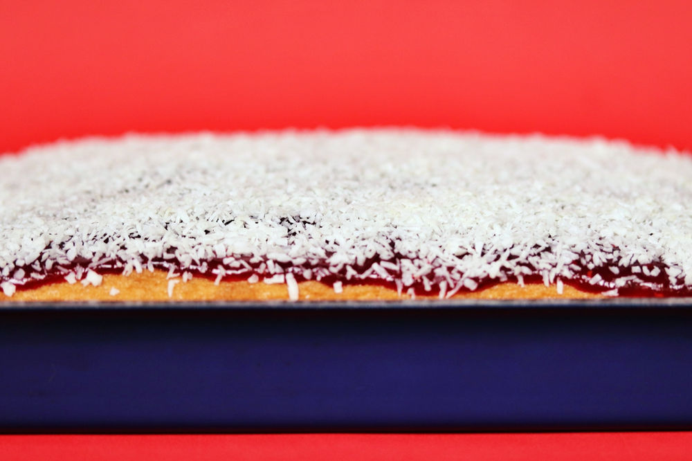 Old School Coconut and Jam Sponge Cake