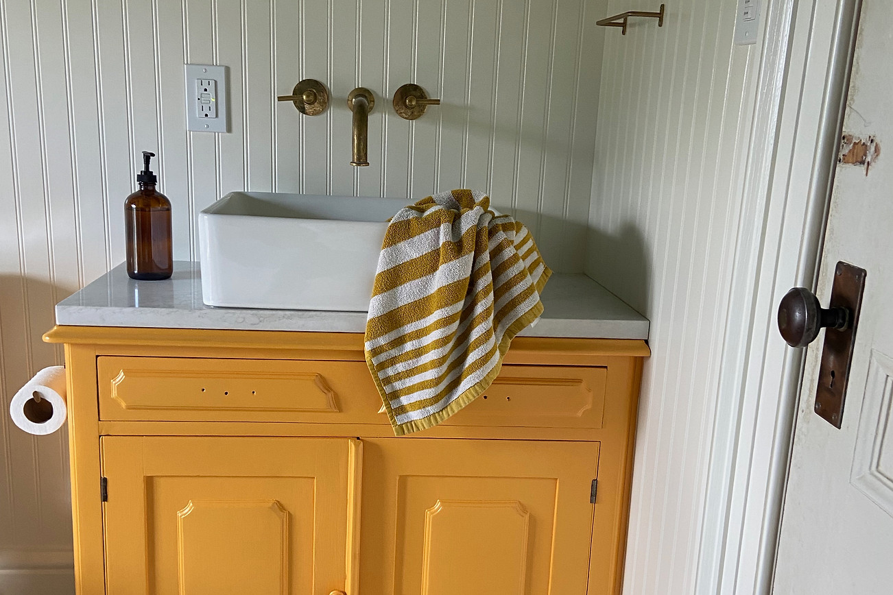 yellow bathroom vanity