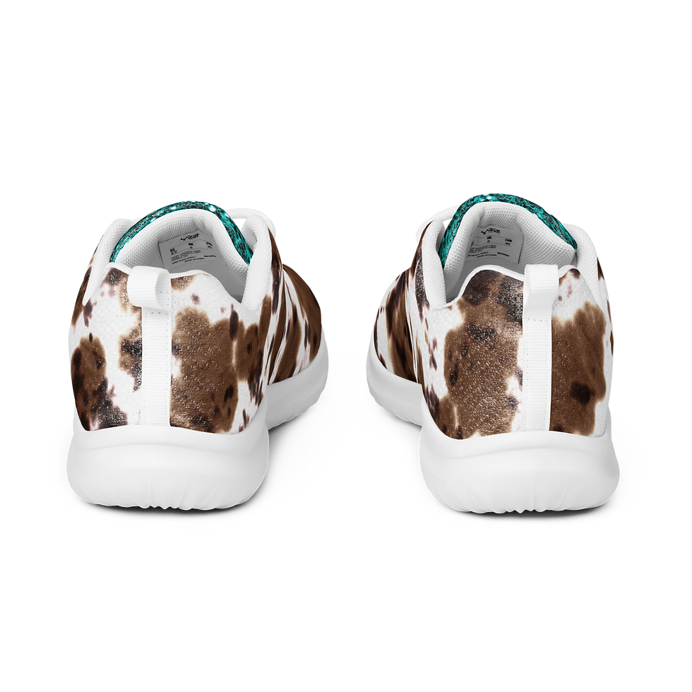 Thumbnail: Watercolor Cowprint and Teal Glitter Women’s Tennis Shoes