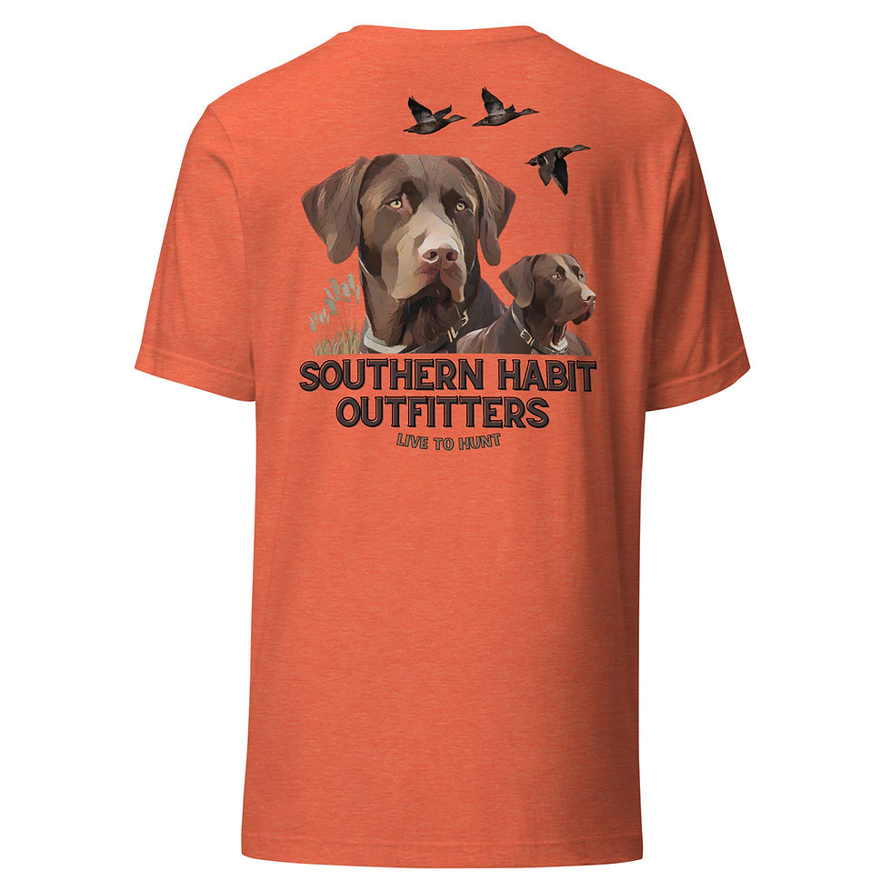 Thumbnail: Chocolate Lab Dog and Ducks Flying "Live to Hunt" Southern Cotton T-Shirt