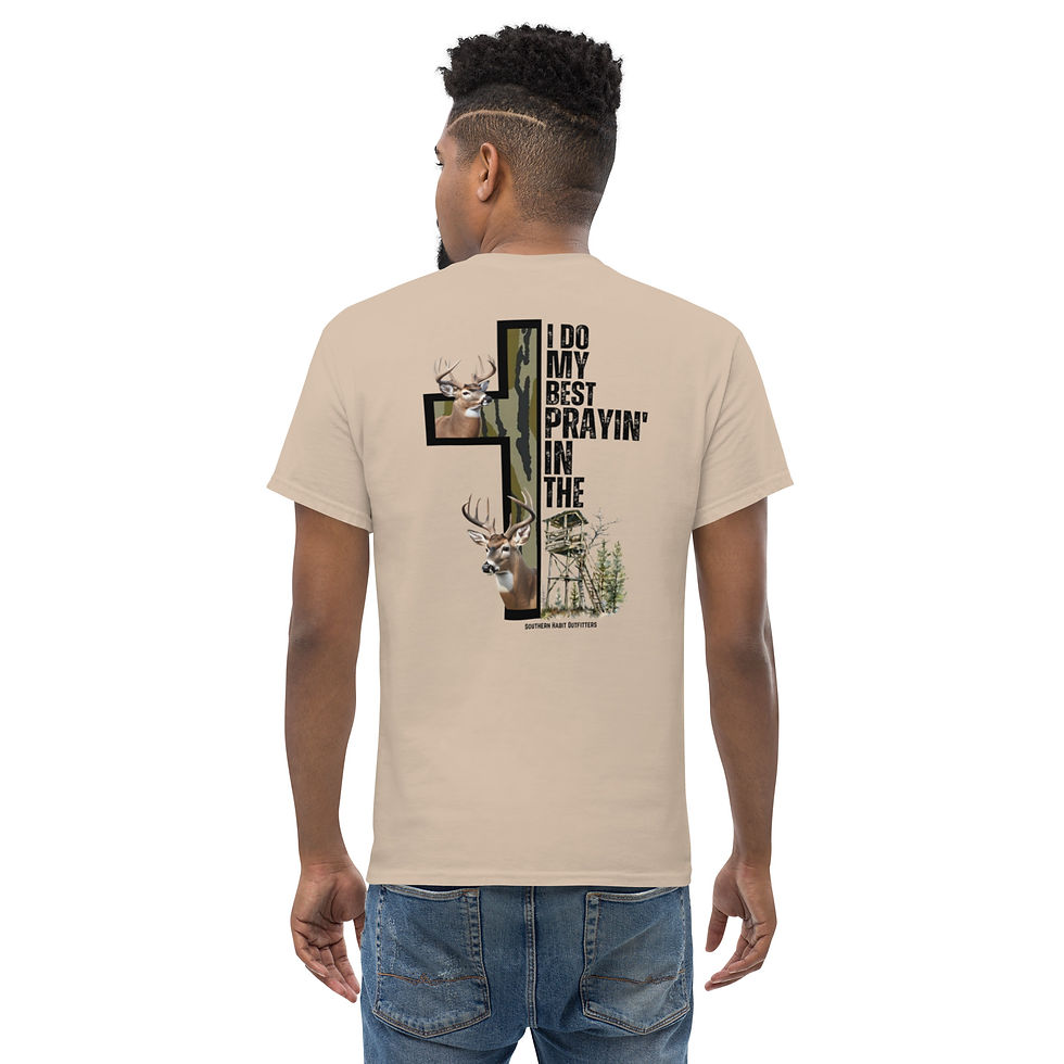 Thumbnail: Christian Outdoorsman T-Shirt with Deer and Camo - Unisex Classic Cotton Tee