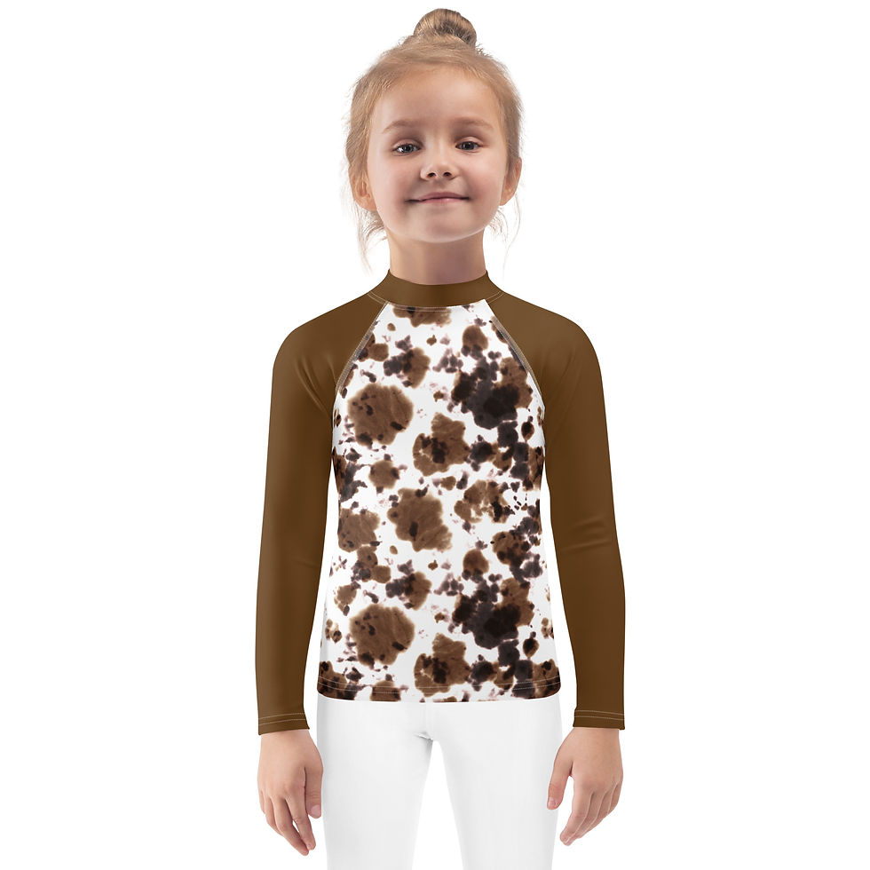 Watercolor Cowprint Kids Rash Guard