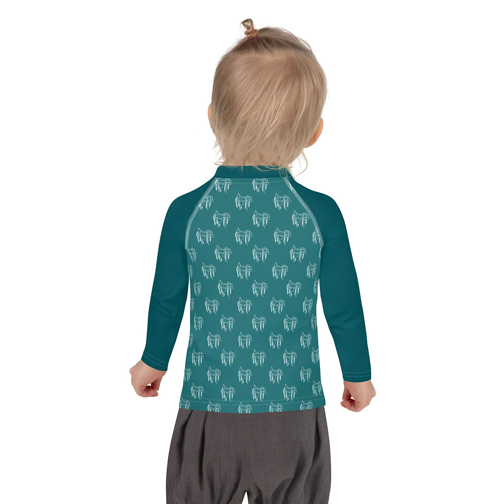 Thumbnail: Saddle Up Teal Kids Rash Guard