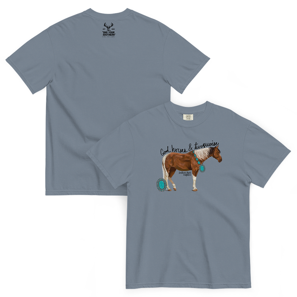 Thumbnail: God, Horses, & Turquoise Comfort Colors Garment-dyed Heavyweight Cotton T-Shirt 