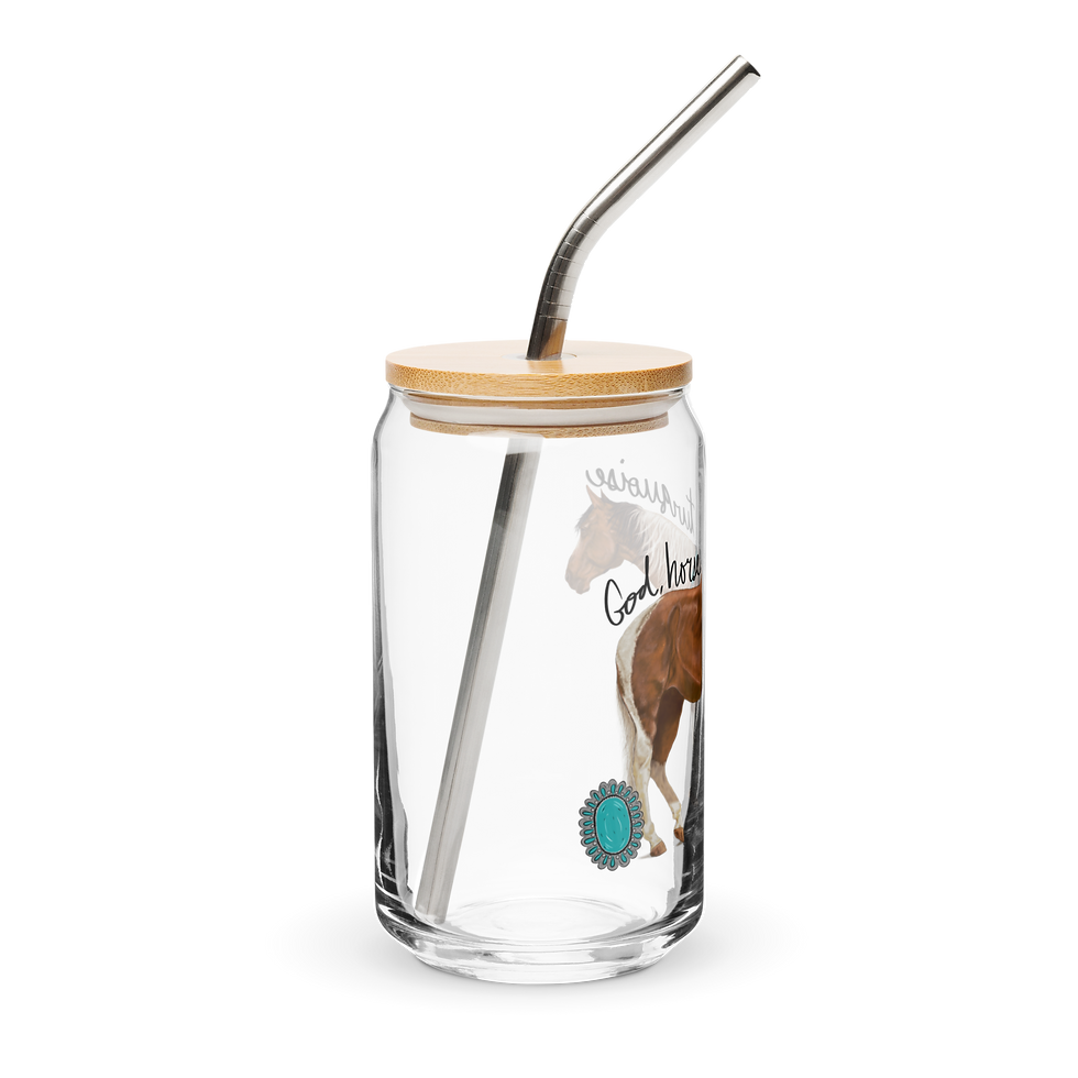 Thumbnail: God, Horses, and Turquoise Can-shaped Glass
