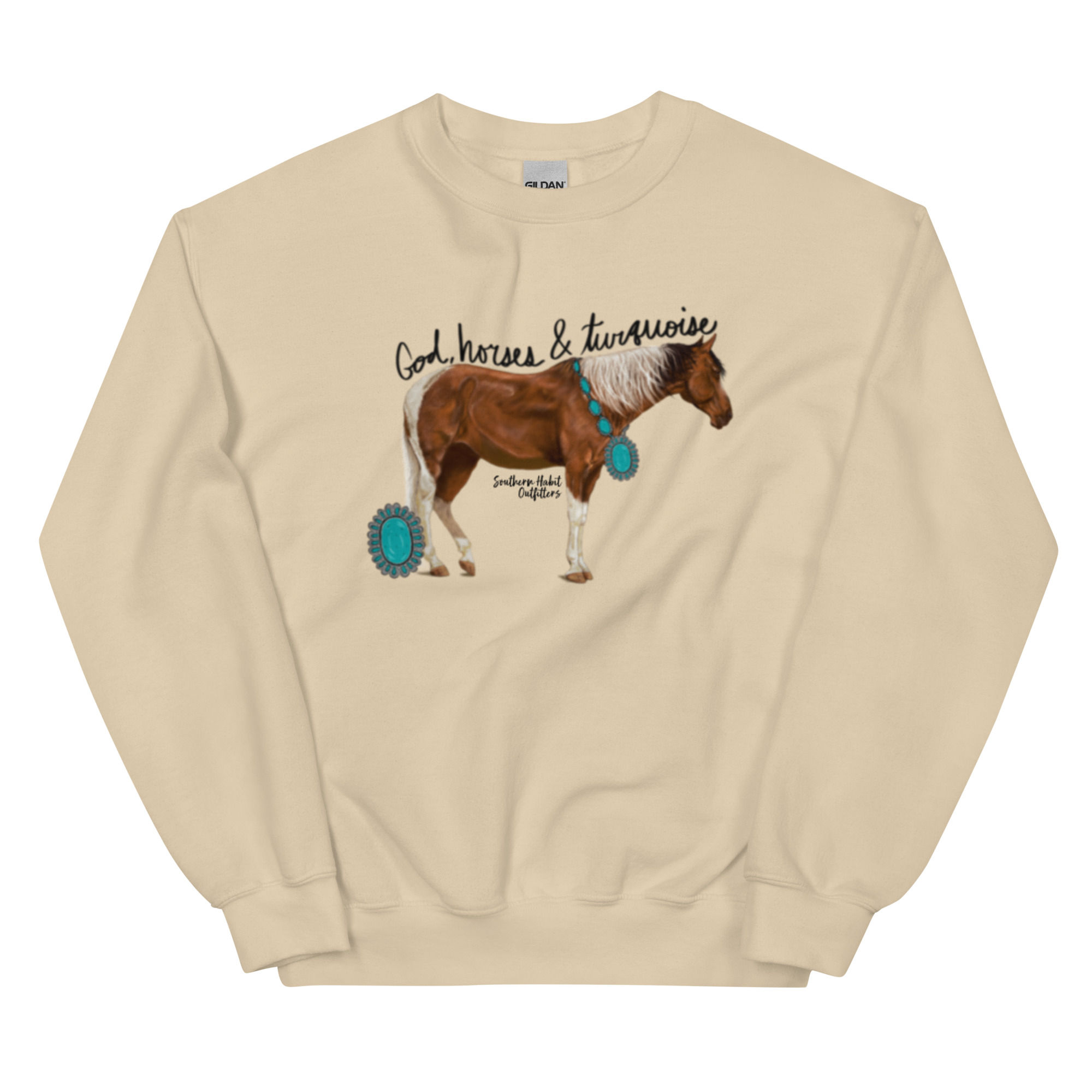 Women's God, Horses, & Turquoise Western Fashion Sweatshirt