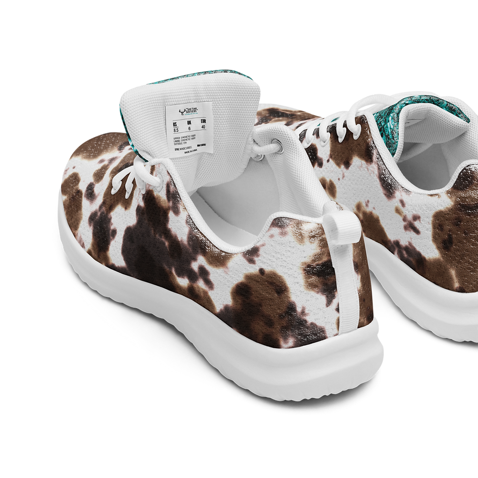 Thumbnail: Watercolor Cowprint and Teal Glitter Women’s Tennis Shoes