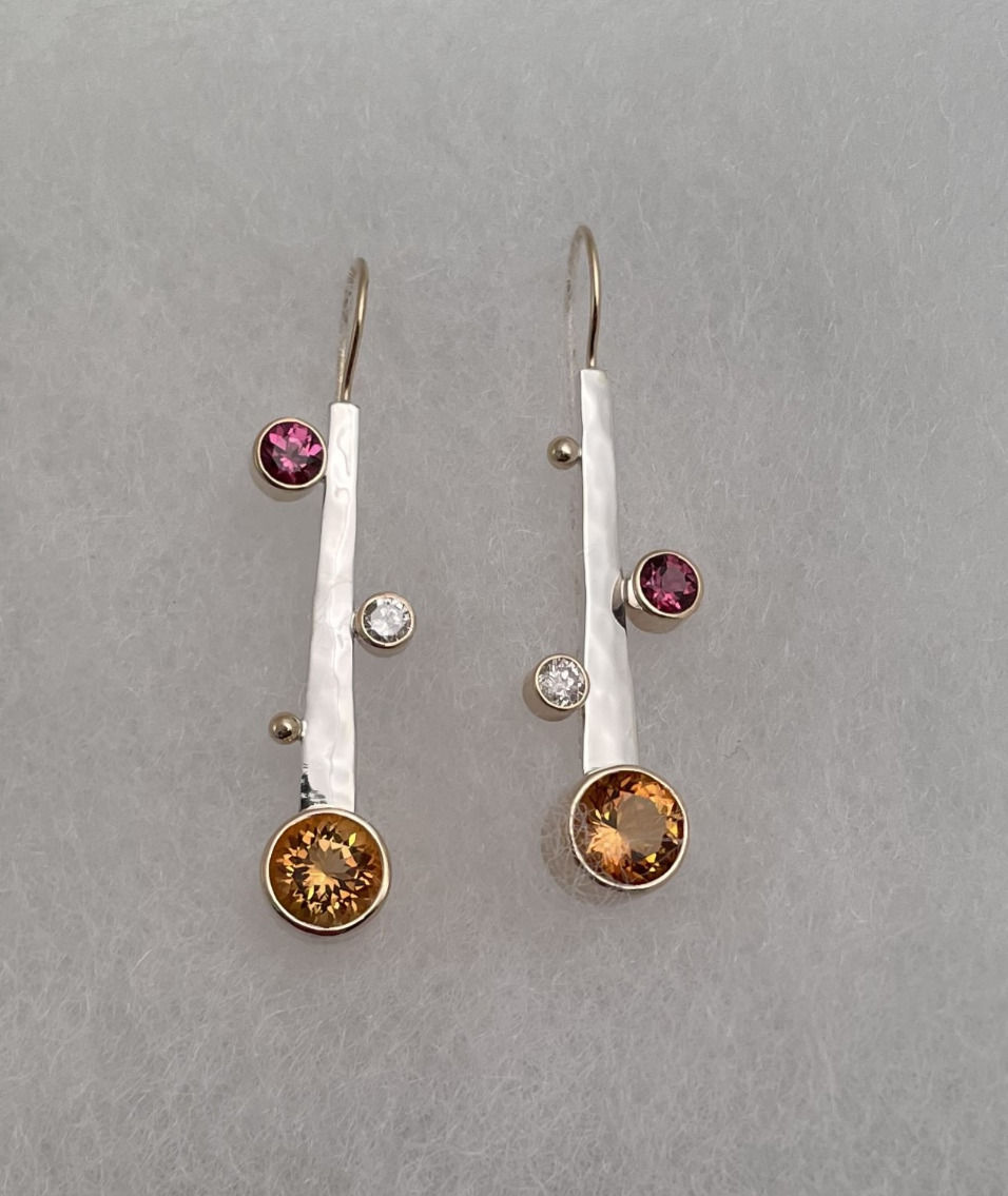 IN STOCK--Garnet-Diamond-Citrine