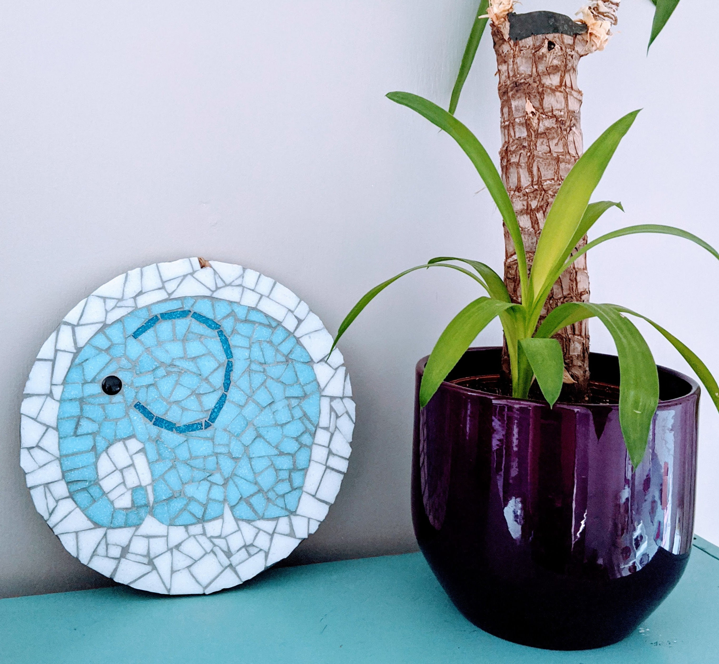 Baby Blue Round Elephant Mosaic Kit