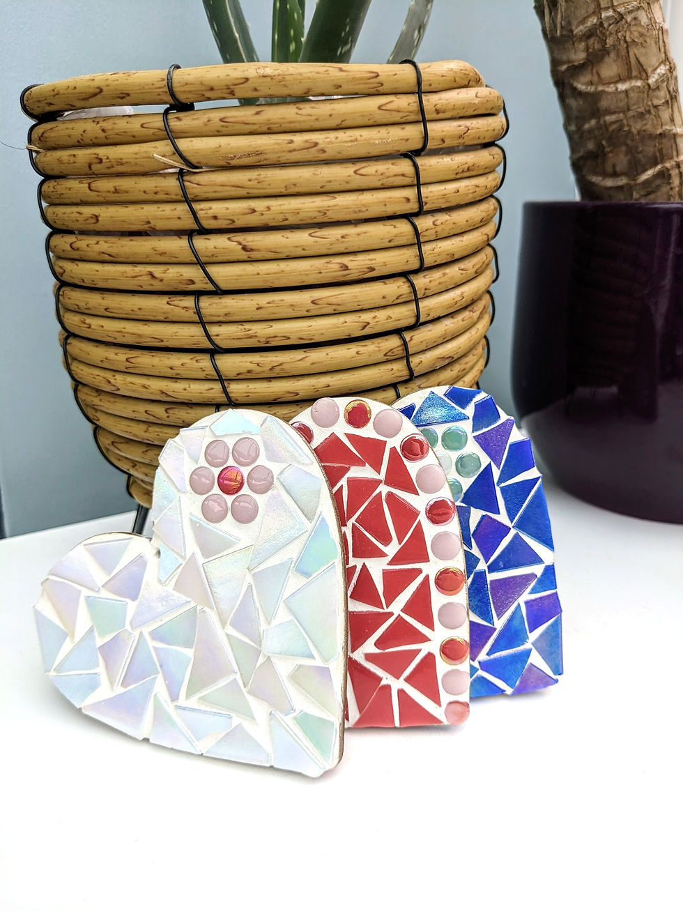 Thumbnail: White Iridescent Love Heart Mosaic Kit