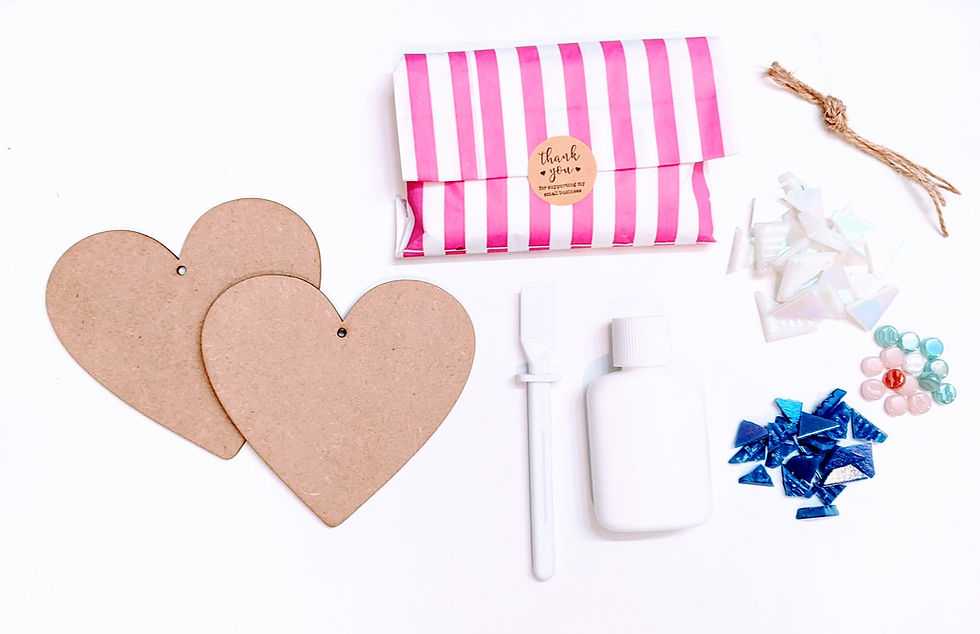 Thumbnail: Iridescent Blue & White Heart Pair DIY Mosaic Kit