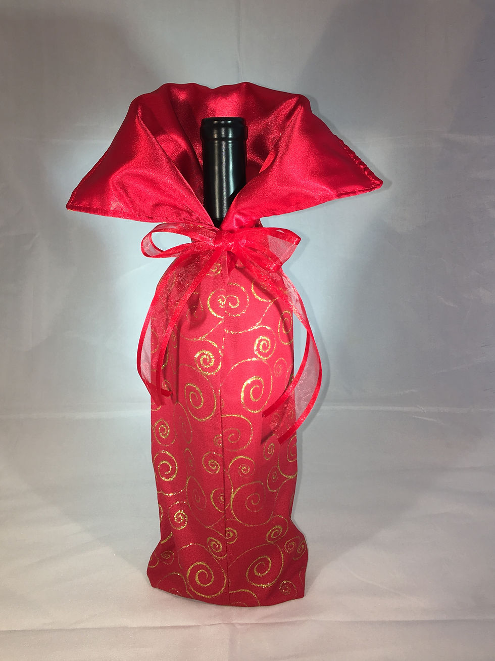 Gift Bag - Red w/Gold Swirl