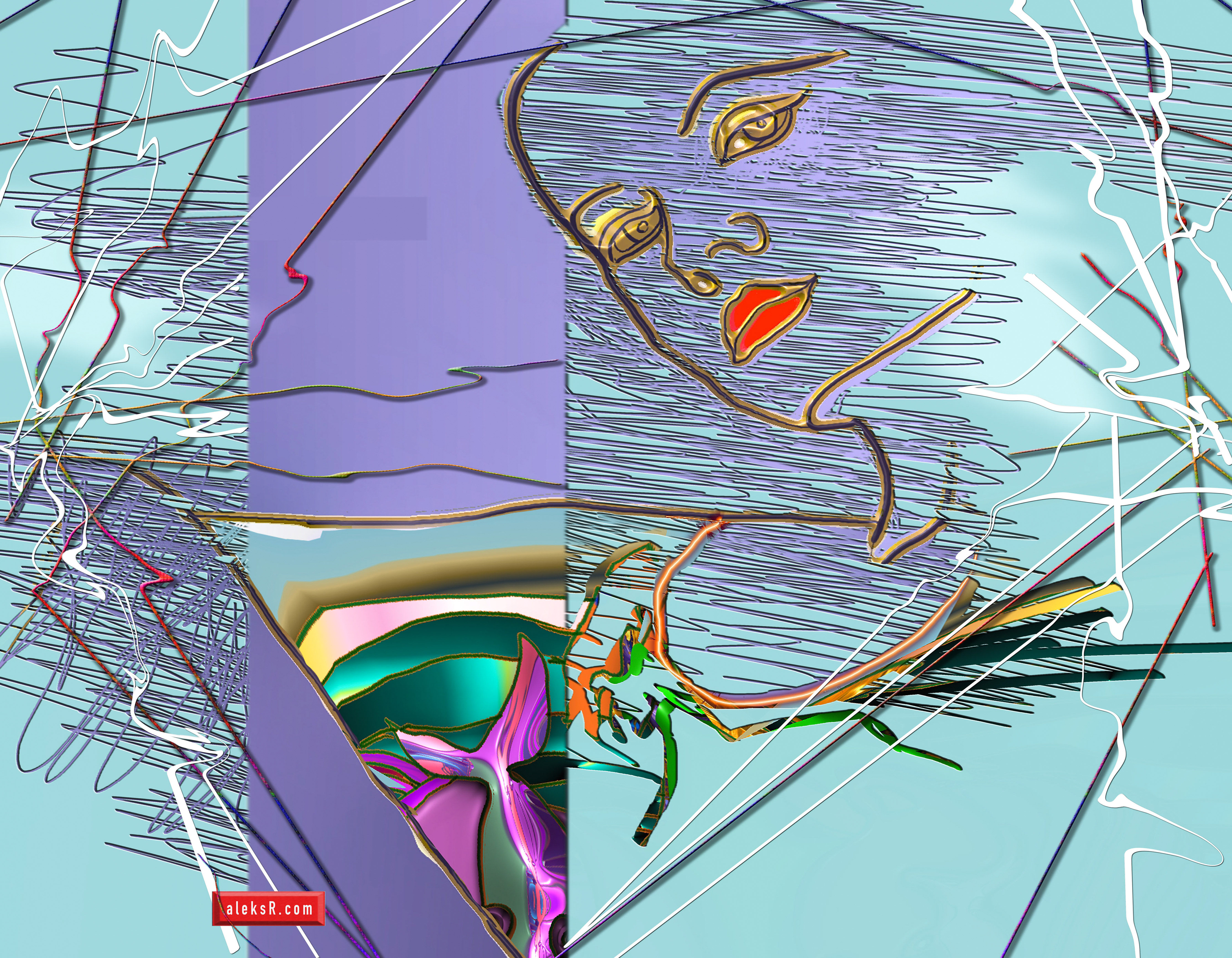 Scarf - GOLD EYES, RED LIPS