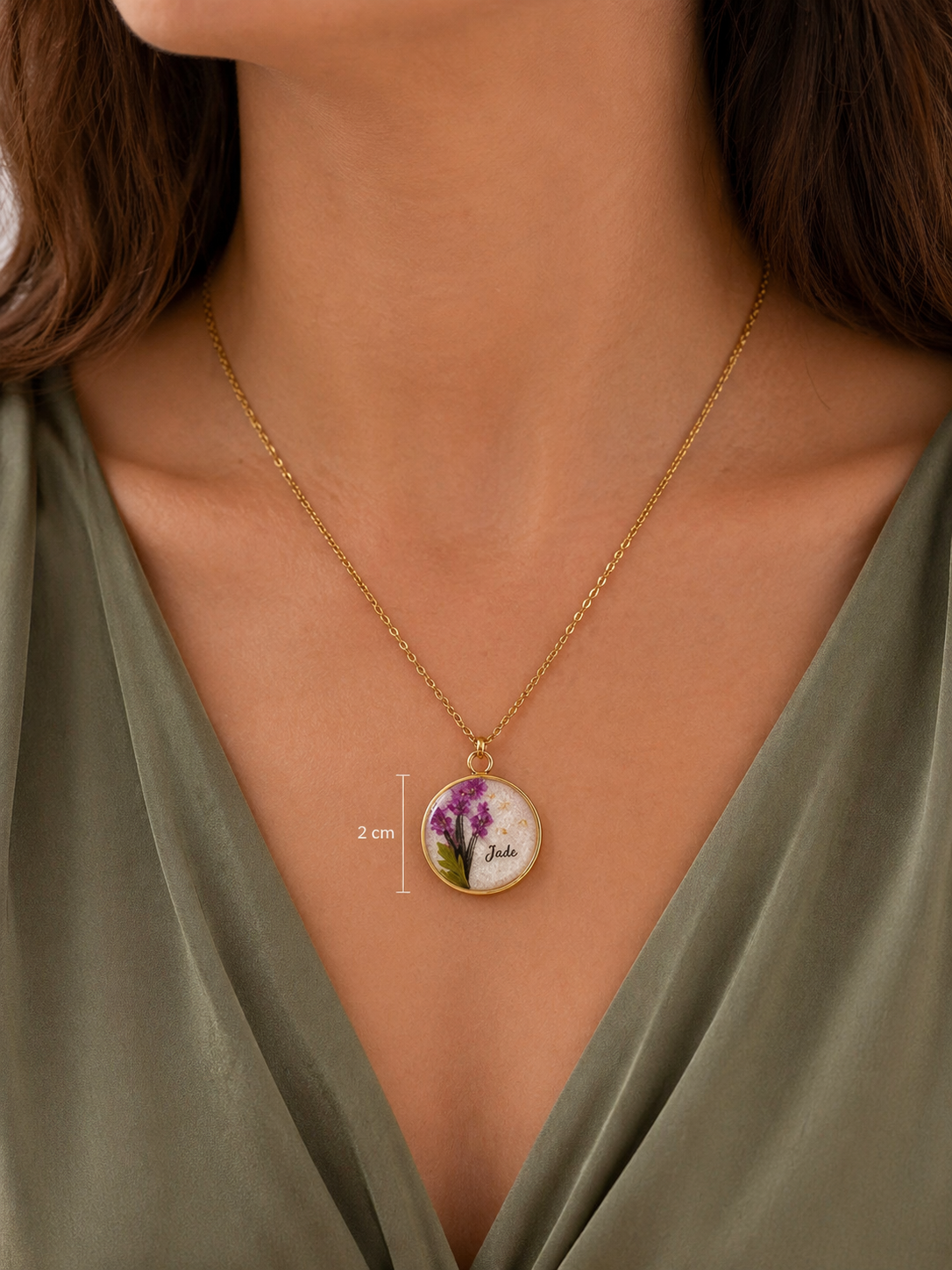 collier rond personnalisé avec une mèche de cheveux en souvenir de mon papa