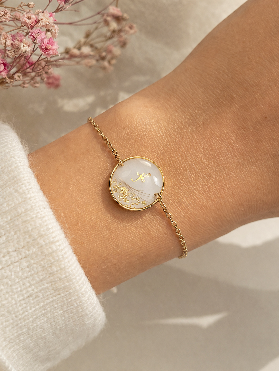 Bracelet personnalisé souvenir avec mèche de cheveux