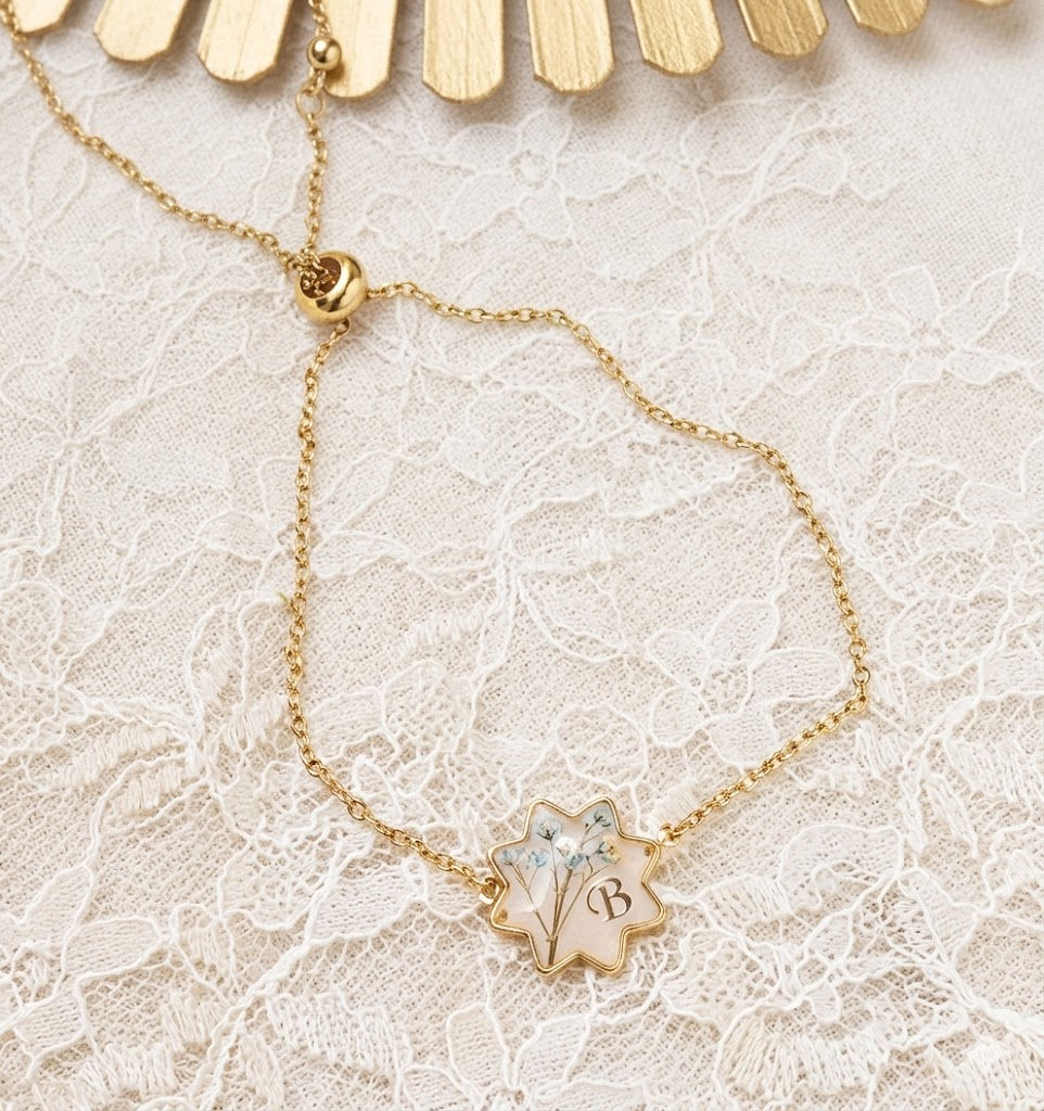 Miniature : bracelet souvenir personnalisé cheveux en forme de fleur pour femme