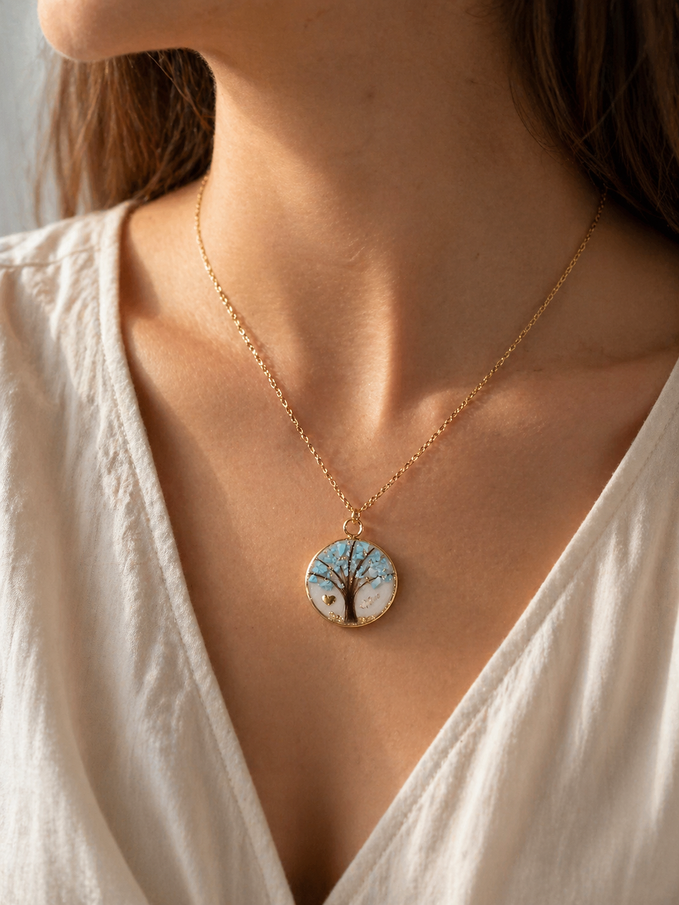 collier arbre de vie avec cheveux souvenir