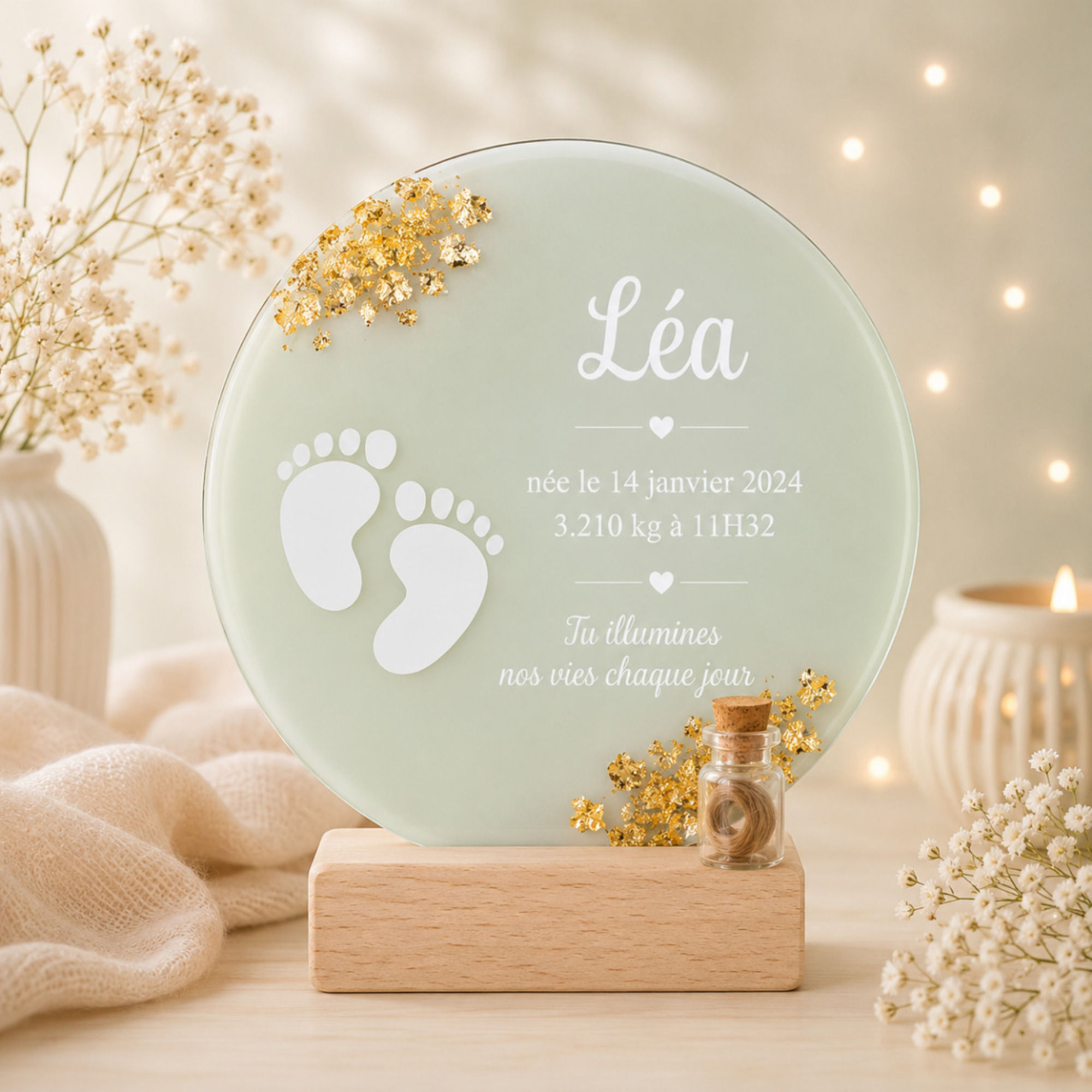 Souvenir de naissance personnalisée cheveux bébé