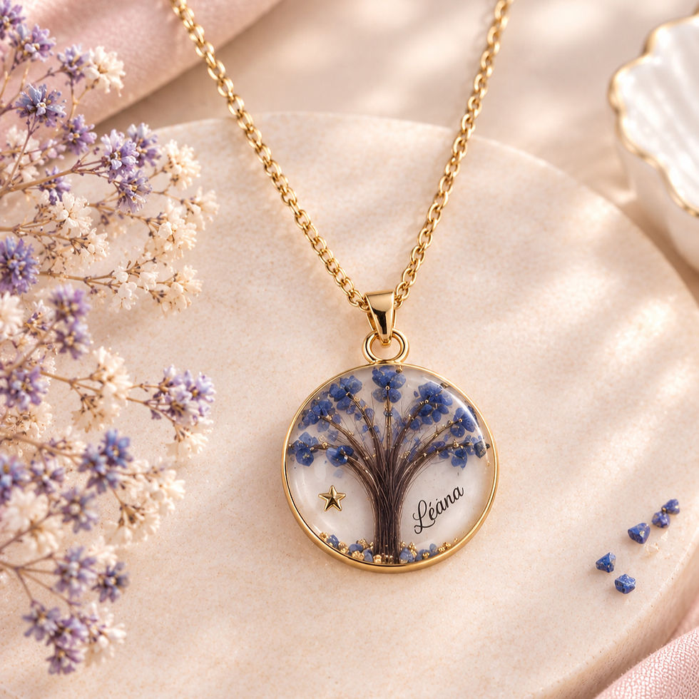 Bijou arbre de vie avec cheveux et Lapis Lazuli