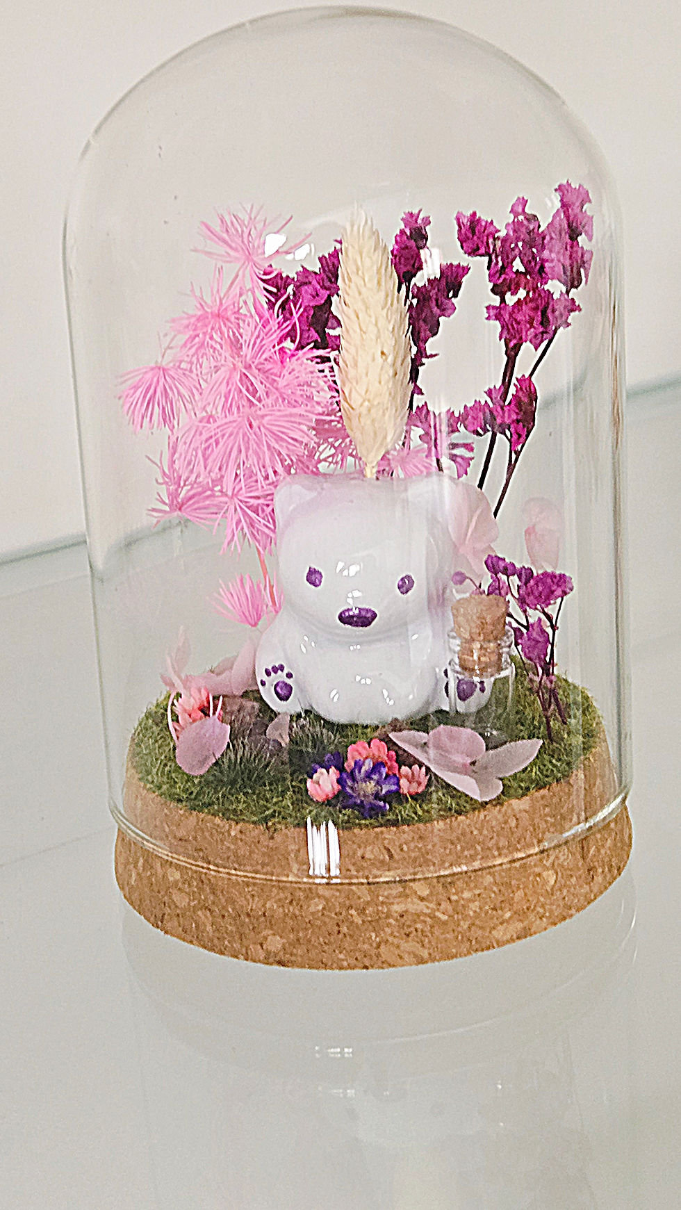 Miniature : cadeau noël souvenir poétique bébé en verre et liège ourson original