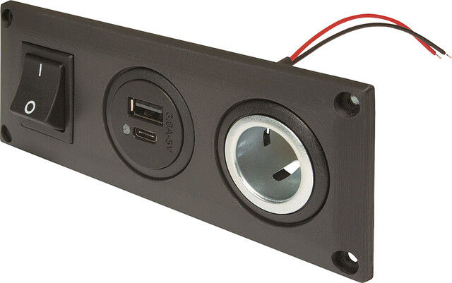 Einbausteckdose EV PRO CAR mit USB-C/A Doppelsteckdose schaltbar