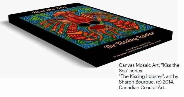 Thumbnail: The Kissing Lobster - canvas print, 8"x12", $60