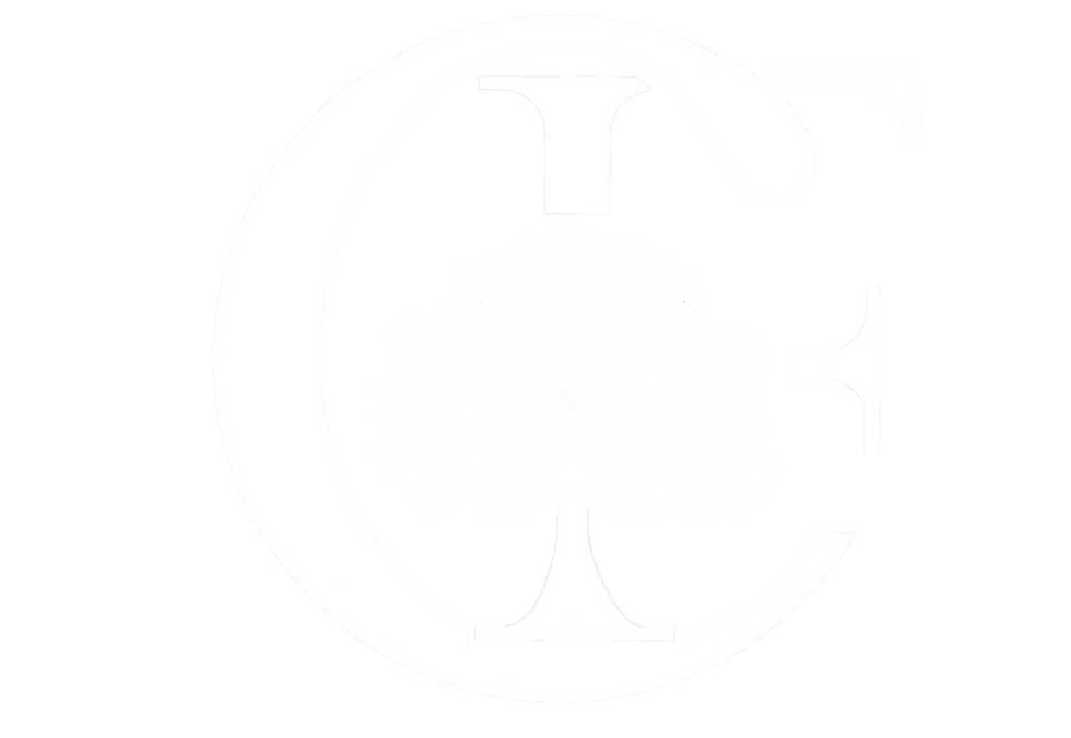 White CE logo with a tree on a transparent background