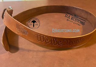 we the people stamped onto leather belt