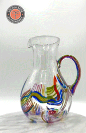 Thumbnail: handblown glass art pitcher tumbler set wedding gift anchor bend glassworks cup