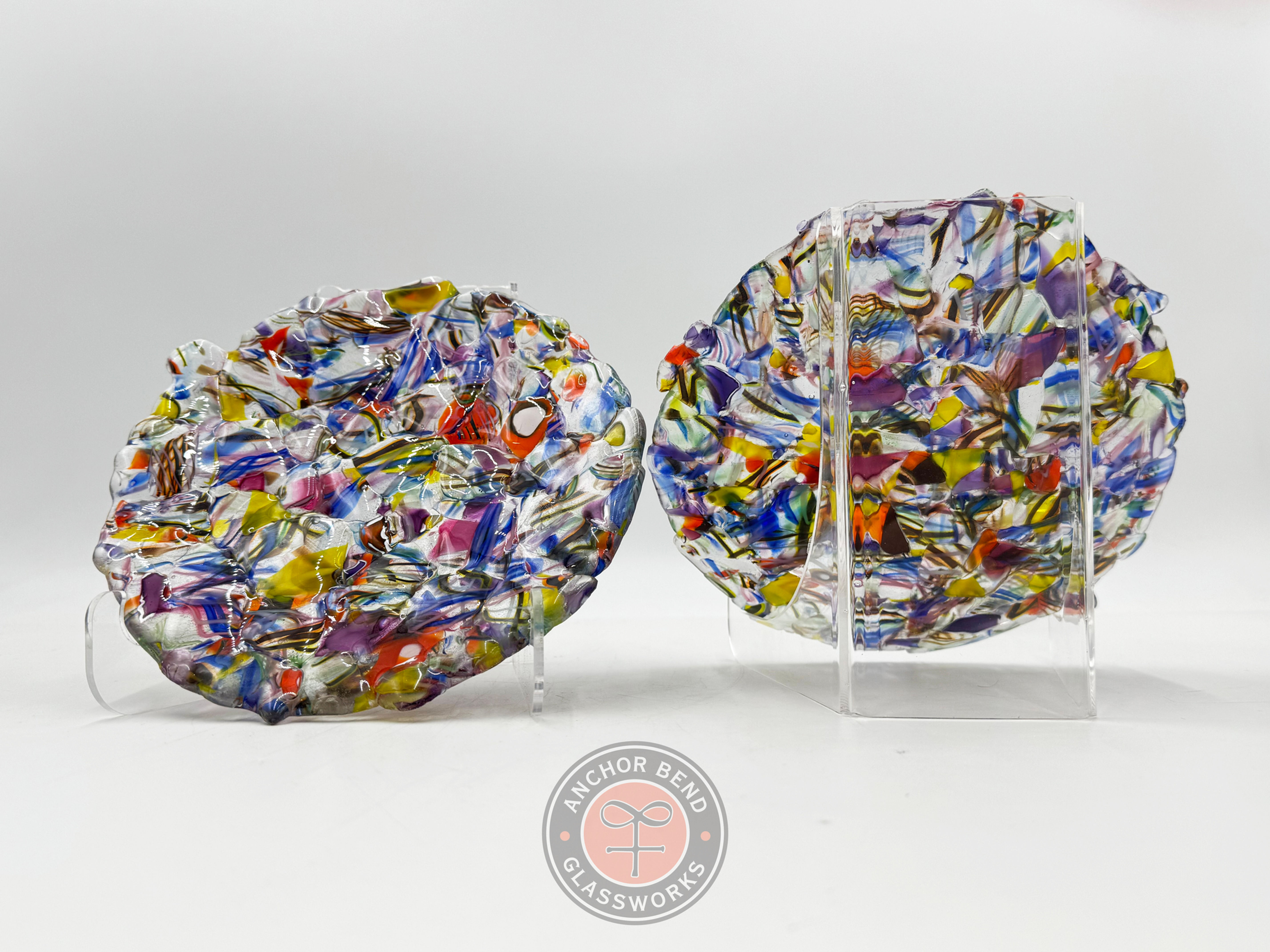 Cane Fetti Plate Set Anchor Bend Glass Mosaic Newport RI Tableware Decoration Display