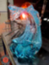 hand blown glass wave sculpture anchor bend glassworks