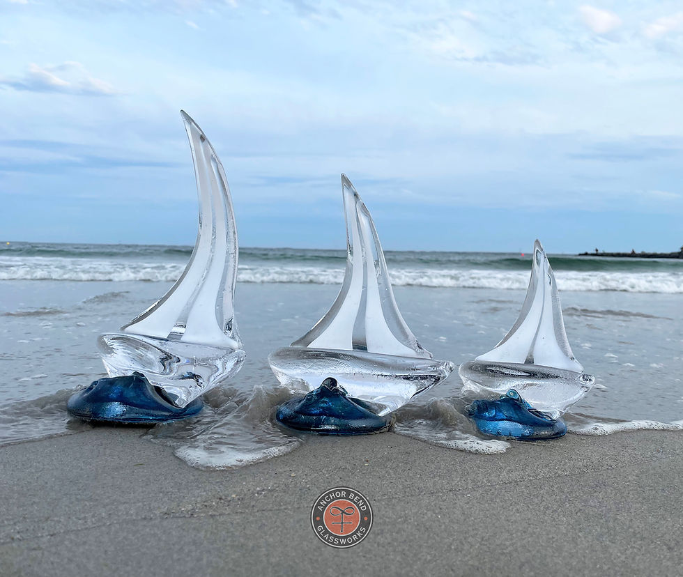 Thumbnail: hand blown glass sailboat sculpture anchor bend glass gift sailing art hand made in usa