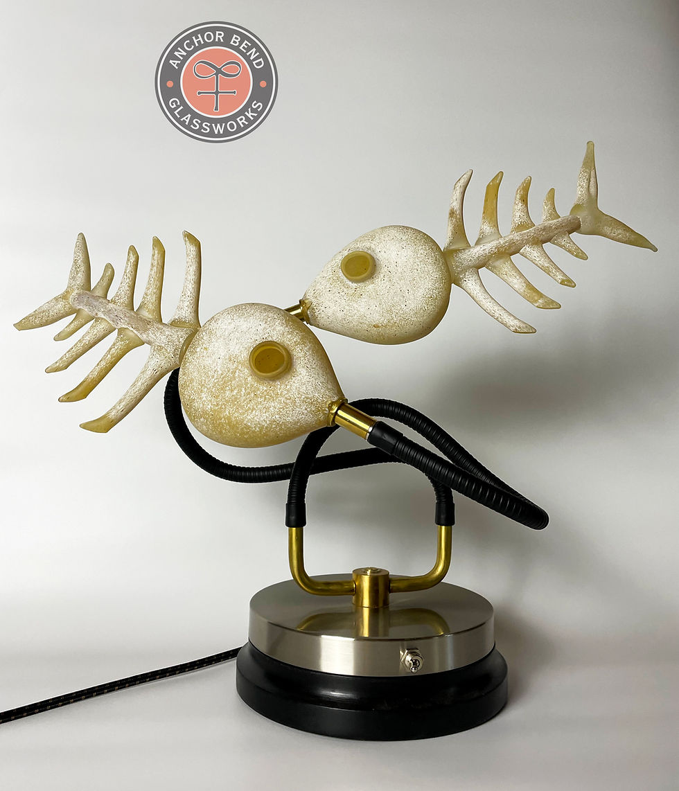Thumbnail: hand blown glass light lamp anchor bend glassworks gift table led made in usa sea creature lighting Fish Bone Home