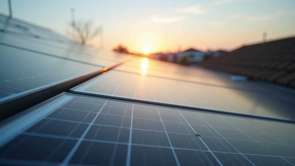 Eye-level view of solar panels installed on a residential rooftop