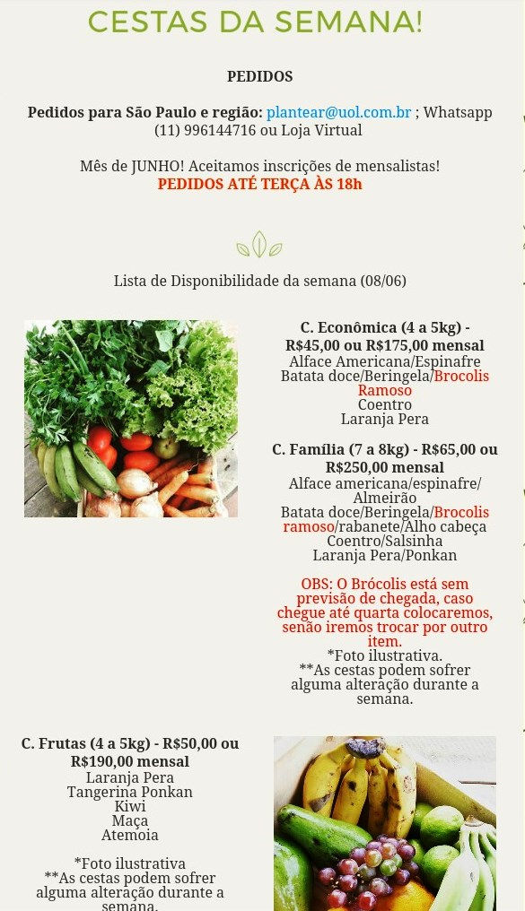 Cesta de orgânicos da semana (08/06)