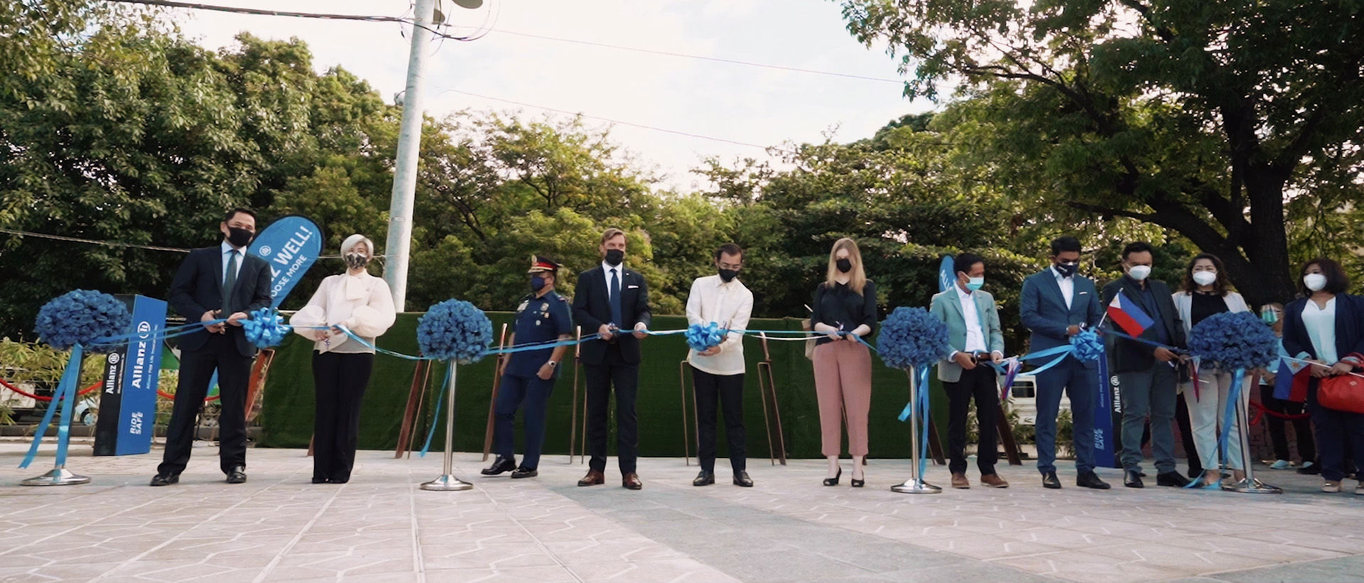Allianz bike rack ribbon cutting