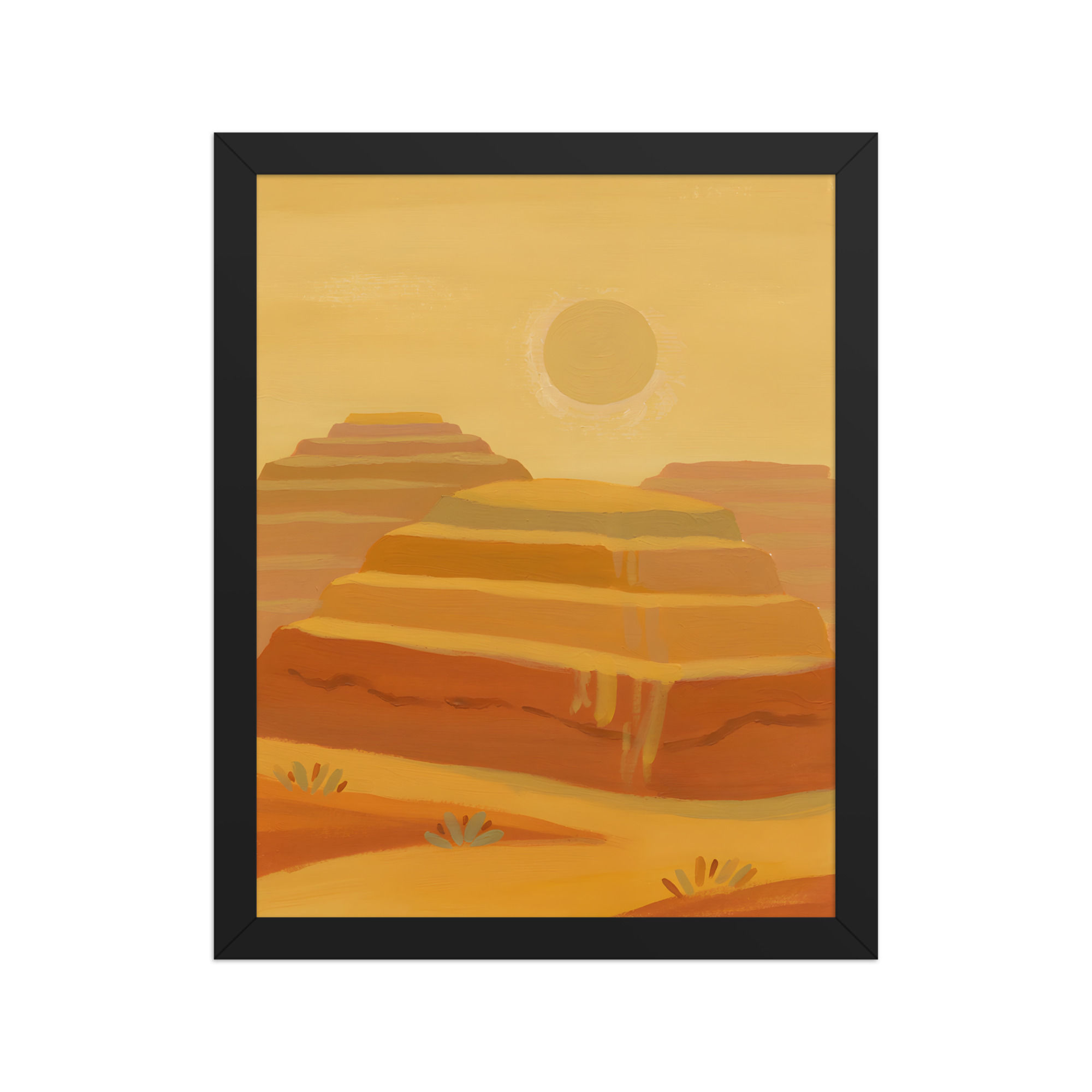 Stylized Desert Landscape Framed Art Print