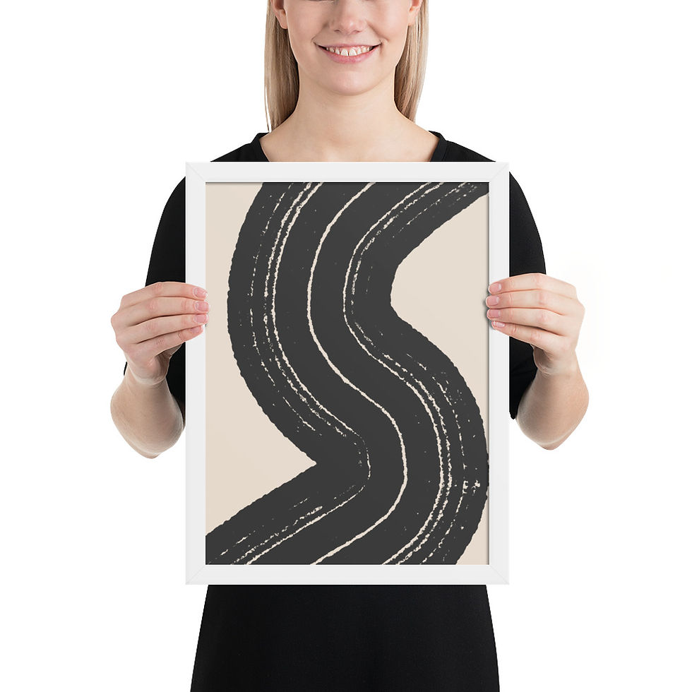 Thumbnail: Black & Beige Abstract Wall Art Print 